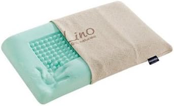 Magniflex Orthomassage GeoEthic Geogreen All Natural Orthopedic Memory Foam Pillow - Italian Hypoallergenic with Lino Fabric Cover