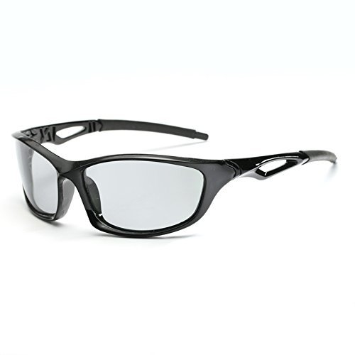 Photochromic Sunglasses Men Women HD Polarized Sports Cycling Glasses By Long Keeper (Bright Grey)