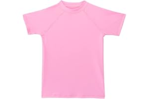 ESTAMICO Girls Rash Guard UPF 50+ Sun Protective Short Sleeve Swimwear Outdoor Athletic Tops Swim Shirt