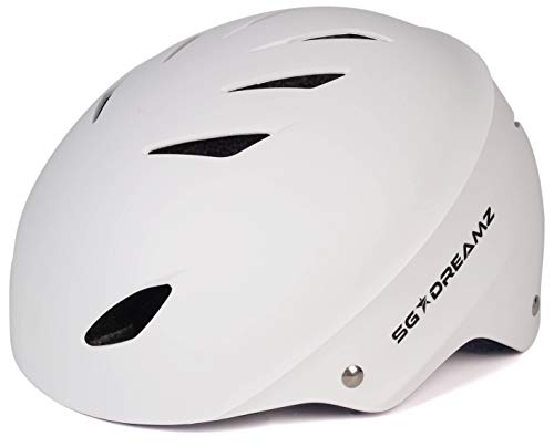 SG Dreamz Adult Helmet â€“ Commuter Bicycle Helmets for Men and Women - Adjustable Dial for Head Circumference 22" to 24.4" (Head Size Medium to Large) (White)