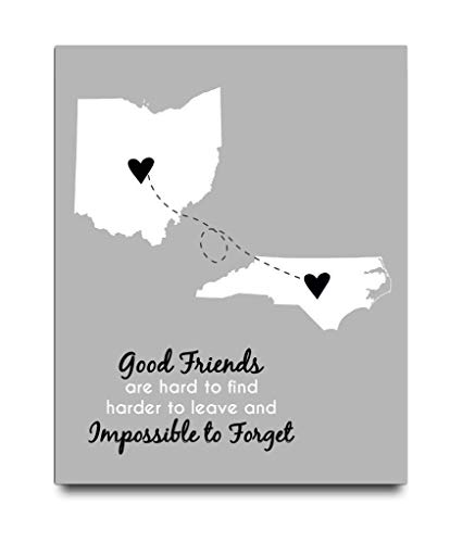Going Away Paper Art Print | Long Distance Map Gift | Unique Friend Gift | Personalized Going Away | Best Friend Gift | Best Friend Long Distance Map | Graduation Gift for Friend | BFF Gift - Thumbnail 2