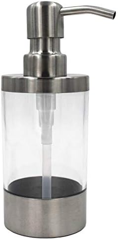 8 Ounce Soap Dispenser, Clear Bottle with Brushed Nickel Rust Proof Stainless Steel Pump, for Kitchen Bathroom Countertop Lotion