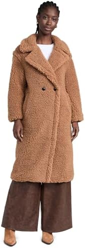 Levi's Women's Faux Shearling Long Coat, Brown, Medium at Amazon