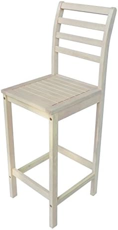 Zen Garden Wood Bar Chair, Size - 16" x 16" x 47.5", Set of 2, Oak White Wood Finish