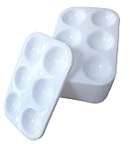 24 Pieces White Paint Plastic Palettes 6 Well Rectangular Watercolor Oil Palette Painting Tray Artist Craft Palettes