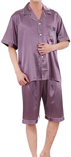 Men Women Couple Casual Silk Short-Sleeved Tops, AmyDong Spring Solid Comfortable Home Pyjamas Set