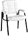 Flash Furniture Haeger White LeatherSoft Executive Side Reception Chair with Black Metal Frame