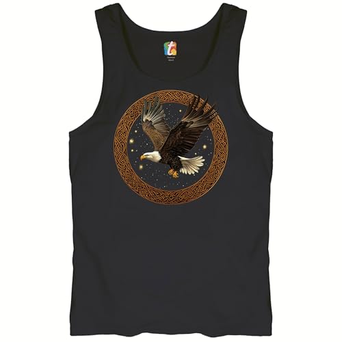Celtic Flying Eagle Tank Top North Mystic Bald Raptor Spiritual Sky Celestial Valhala Viking Nordic Runes Men's Top Black Medium at Amazon