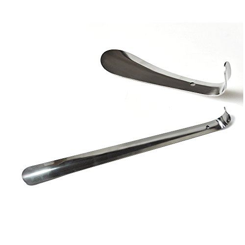 Set of 2 Shoe Horn Stainless Steel Silver Metal Shoes Remover Shoehorn 16.3" Inch and 5.9" Inch Long - Thumbnail 2