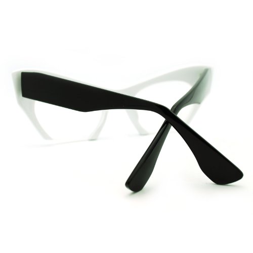 White High Fashion Runway Croped Exposed Lens Cat Eye Glasses
