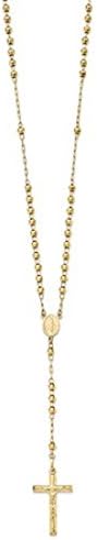 Roxx Fine Jewelry™ 14K Yellow Gold Ornate Rosary Necklace 3.00mm Beads 24" Miracles of Mary Center