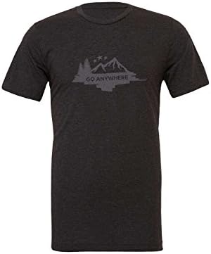 Fugoo Apparel Unisex Mountain Print T-Shirt - Black Heather, X-Large - Short Sleeves, Round Neck