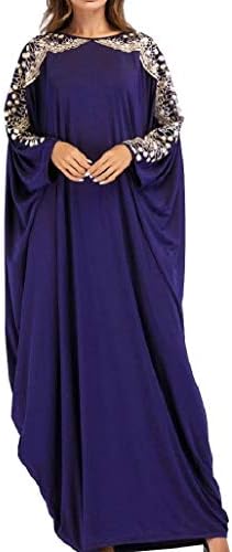 CuteRose Women's Oversized Islamic Casual Long Dress Sequin Cozy Muslim Dress