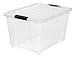 IRIS USA 53 Qt Stackable Plastic Storage Bin with Lid, 1 Pack - BPA-Free, Made in USA - See-Through Organizing Solution, Latches, Durable Nestable Container, Secure Pull Handle - Clear