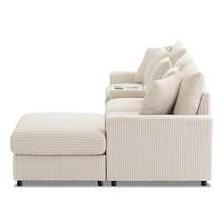 114-Inch L-Shaped Sectional Sofa with Removable