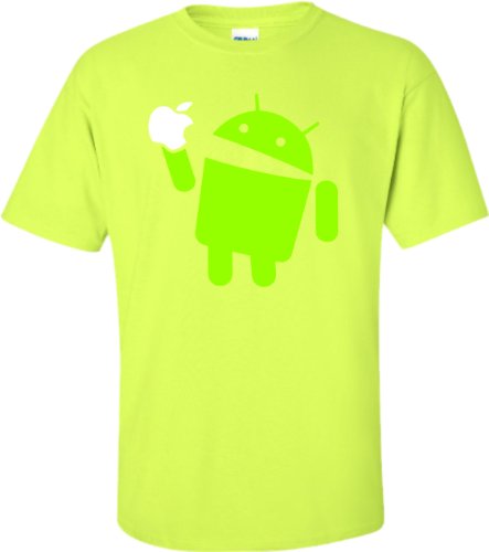 Adult Android Eats Apple Funny T-Shirt