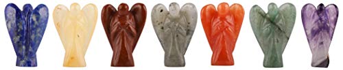 DHYANARSH Beautiful Agate 7 Chakra Angels - Reiki Healing Ágata Cristales Ángeles Equilibrio holístico Piedras de ágata pulidas Juego de 7 - Reiki - Metafísico - Elaboración