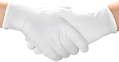 White Soft 100% Cotton Gloves 8.6" Medium Size for Work/Lining (12 pairs)
