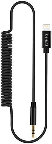 iPhone X Aux Cable, ZHIHUM Lightning to 3.5mm Headphone Jack Adapter (5ft / 1.5m) Spring Extension Audio Aux Cord for iPhone X / iPhone 8 / iPhone 8 Plus to Car Stereos / Home Speaker