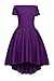 Sidefeel Women Off Shoulder Sleeve High Low Skater Dress XX-Large Purple