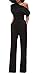 Hestenve Women One Shoulder Half Sleeve Drawstring Boot Cut Pants Jumpsuit and Rompers