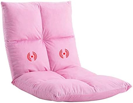 Seat Cushion Floor Folding Sofa with USB Interface with Massage Gaming Chair Lounger Adjustable Sleeper Bed Couch Recliner Chair Pad (Color : Pink)