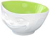 FIFTYEIGHT PRODUCTS TASSEN Porcelain Bowl, Grinning Face Edition, 16 oz. White Outs, Pistachio Color Ins. (Single Bowl)