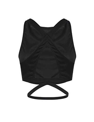 ASMAX HaoDuoYi Womens Jersey Training Sports Crop Top Backless Tank T Shirt Black