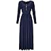 SUNTTON Women's V-Neck 3/4 Sleeves Long Maxi Casual Party Dress with Belt