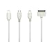 Charging Cable By Techoland - 3ft 4 in 1 Multi USB Charger for iPhone 6 6 plus 5S 4S iPad Air Min iPod touch Nano Samsung Galaxy S4 S3 S2 HTC Nexus LG Almost works with 95% of smartphones (White)