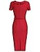 MUXXN Women's Retro 1950s Style Cap Sleeve Knee Length Formal Work Dress (M Red)