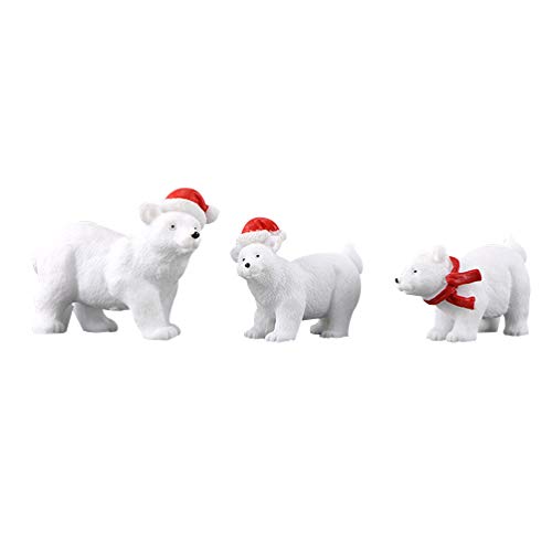 LIOOBO 6Pcs Christmas Polar Bear Mini Resin Bear Xmas Bear Figurines Table Bear Animal Figures Christmas Table Miniature Toy for Office Home