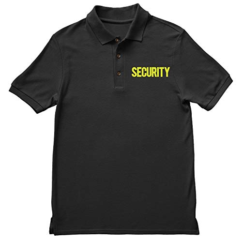 NYC FACTORY Security Polo Shirt Front Back Print Mens Tee Staff Event Uniform Bouncer Screen Printed (Black-Neon, 5XL) - Thumbnail 2