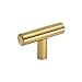 homdiy Gold Cabinet Knobs 5 Pack Drawer Pulls and Knobs with 2 in Overall Length - HD201PB T Bar Drawer Knobs Gold Cabinet Hardware Knobs for Kitchen, Bathroom, Closet, Wardrobe