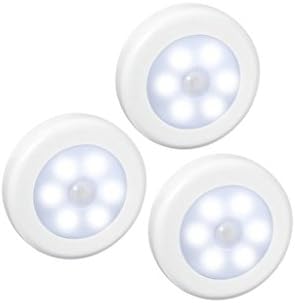 Taopu Motion Sensor Under Cabinet Light Battery Operated Puck Lights with 6 Bright LED Magnetic Design Stick-On Anywhere Under Cabinet Counter Closet on Wall Beside Stairs - 3Pcs