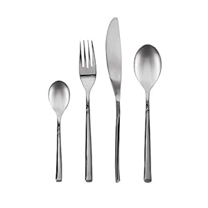 Kave Home – Crisps vierkant handvat 16-delig zilver bestek set