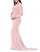 Saslax Maternity Elegant Fitted Maternity Gown Long Sleeve Slim Fit Maxi Photography Dress Pink S