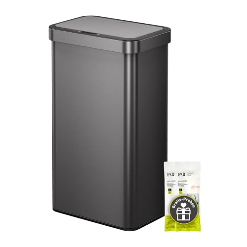 EKO 80L Sensor Mülleimer, großer Abfalleimer mit automatischer Deckelöffnung, Soft-Close-Deckel, fingerabdruckfreier Edelstahl, Beutelhalterung, elekt