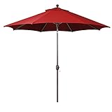9-Foot Galtech (Model 737) Deluxe Auto-Tilt Umbrella with Antique Bronze Frame and Sunbrella Fabric Jockey Red (Includes Extended Frame Warrantee)