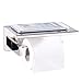 Toilet Paper Holder with Shelf Polished Chrome, Angle Simple SUS304 Stainless Steel Bathroom Tissue Holder, Paper Roll Hanger with Phone Storage Rack, Wall Mount