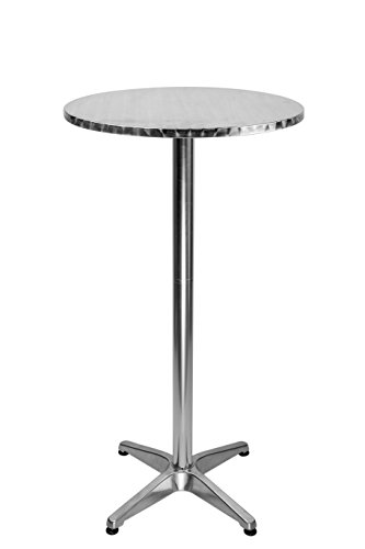 LXDUR Aluminium Round Bistro Patio Bar Table with 2 Adjustable High Table Indoor-Outdoor 23.7 in ...