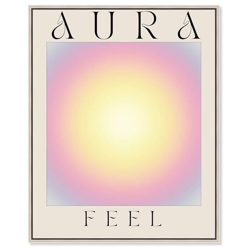 Art Remedy Aura Feelings Canvas Retro Aura Themed Poster Art, Silver Frame, 36"…