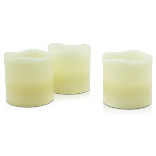Himalayan Glow HG1205 3 Piece Wbm Pillar Flameless Candles, 3 Inch, Ivory Color (3-Pack)