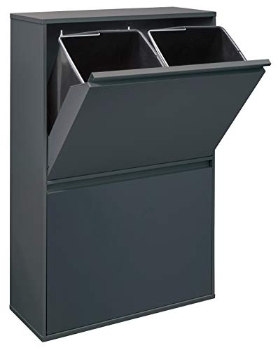 ARREGUI Basic CR604-B Mülltrennsystem aus Stahl | 4 Fächer Mülleimer für die Küche | 4 Fach Abfalleimer | 4x17L (68L) | Herausnehmbare Inneneimer + Gr