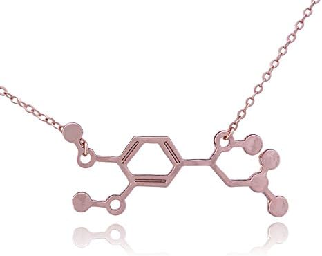 COS (TM) Norepinephrine Adrenaline Molecule Necklace (Rose Gold)