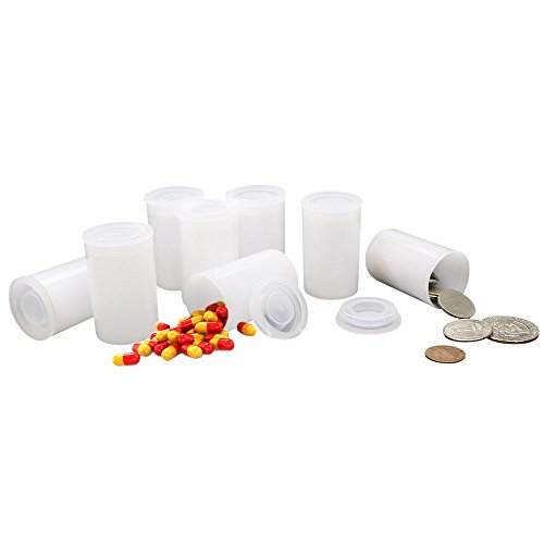 Plastic Film Canister, 35MM Empty Camera Reel Containers, 60 Pack, White, 2" H, 1" W, Plastic, Films Developing Processing Tube, Roll Case, with Caps, for Small Accessories, Beads