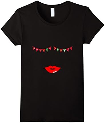 Women's Christmas Eyelash Lips Lashes T-Shirt Cute Funny Harajuku XL Black