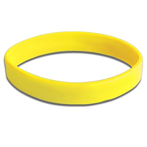 School Badges UK Plain Silicone Children Wristbands, Pack of 5 - Multiple Colours (Yellow)