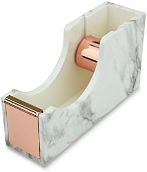Desktop Tape Dispenser , Marble Rose Gold color , Nonskid Base (white)