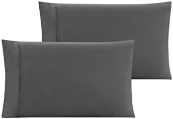King Size Solid Grey Pillow Cases Brushed Microfiber 2 Piece Set, Silky Soft & Wrinkle Free